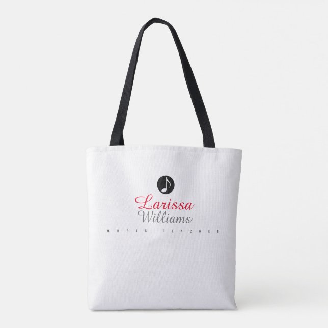 musical note with music teacher name tote bag (Back)