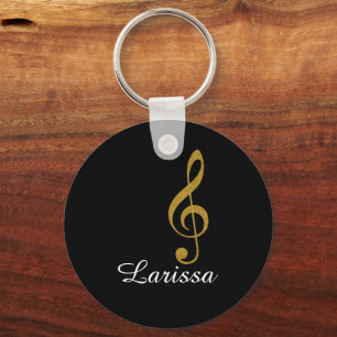 musical note with name keychain