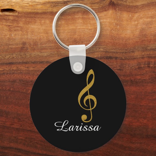 musical note with name keychain (Front)