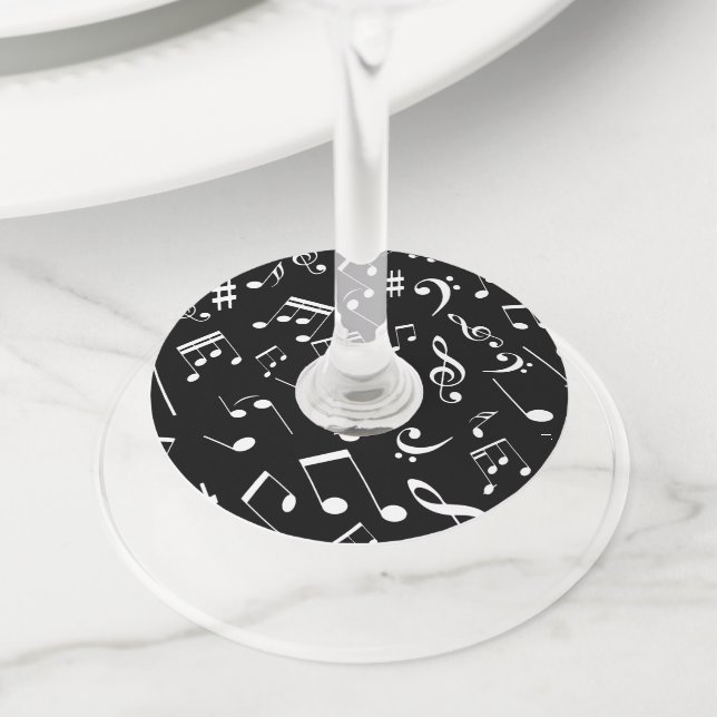 Musical Notes 2 Wine Glass Tag (Close Up)