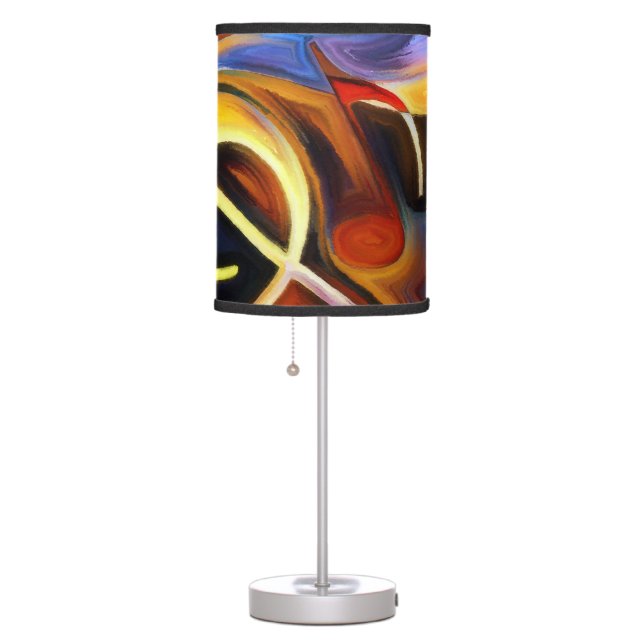 Musical Notes Abstract Oil Paint Design Unique Table Lamp (Right)