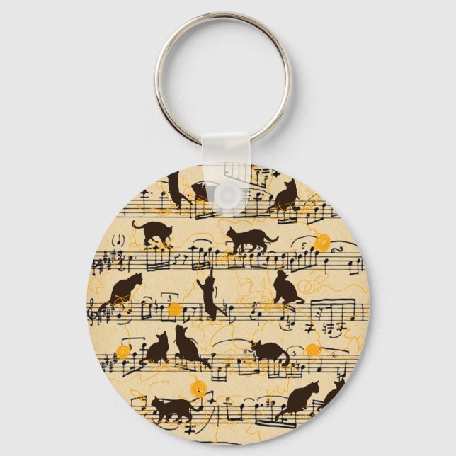 Musical notes and kittens keychain (Front)