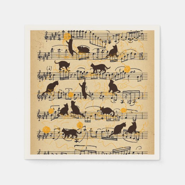 Musical notes and kittens napkins (Front)