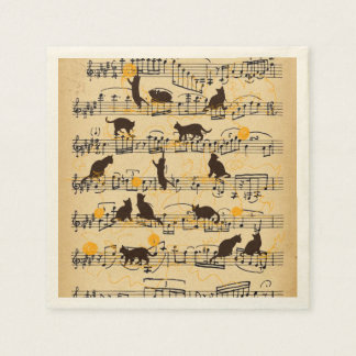 Musical notes and kittens napkins