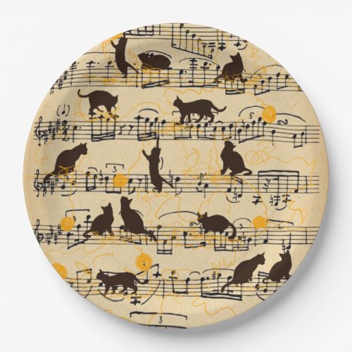 Musical notes and kittens paper plates