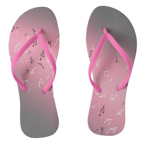 Musical Notes and Moonlight  Pair of Flip Flops