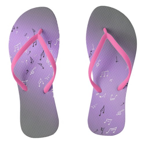Musical Notes and Moonlight  Pair of Flip Flops