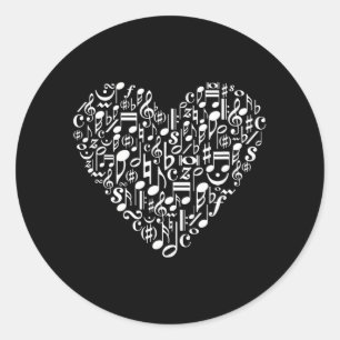 Musical Notes and Music Symbols Heart Music Classic Round Sticker
