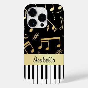 Musical Notes and Piano Keys Black and Gold Case-Mate iPhone 14 Pro Case