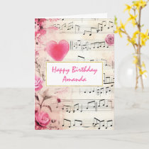 Musical Notes and Roses Vintage Birthday