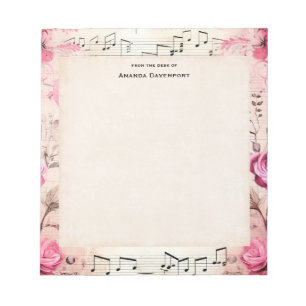 Musical Notes and Roses Vintage Design