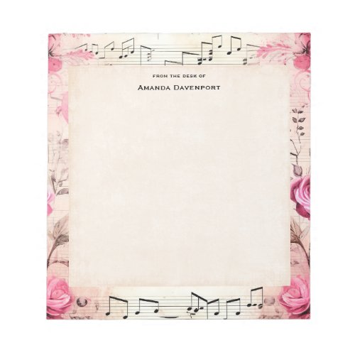 Musical Notes and Roses Vintage Design