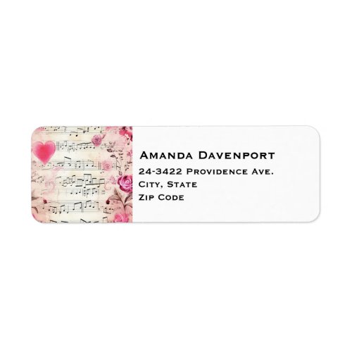 Musical Notes and Roses Vintage Design Label