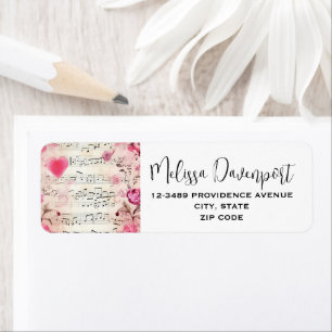 Musical Notes and Roses Vintage Design Label