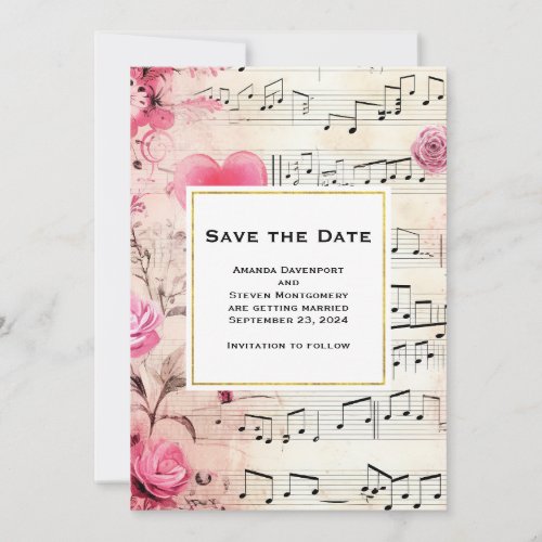 Musical Notes and Roses Vintage Design Wedding