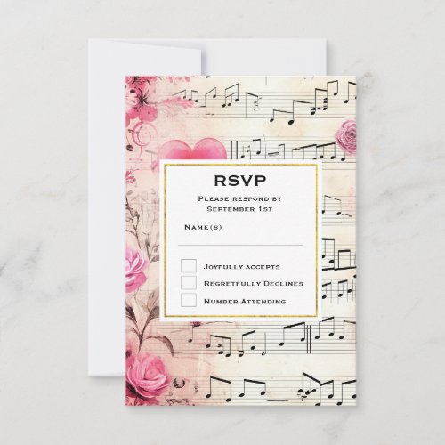 Musical Notes and Roses Vintage Design Wedding