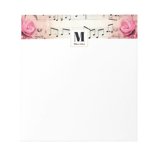 Musical Notes and Roses Vintage Monogram (Front)