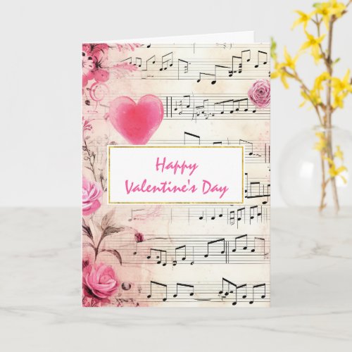 Musical Notes and Roses Vintage Valentines Day