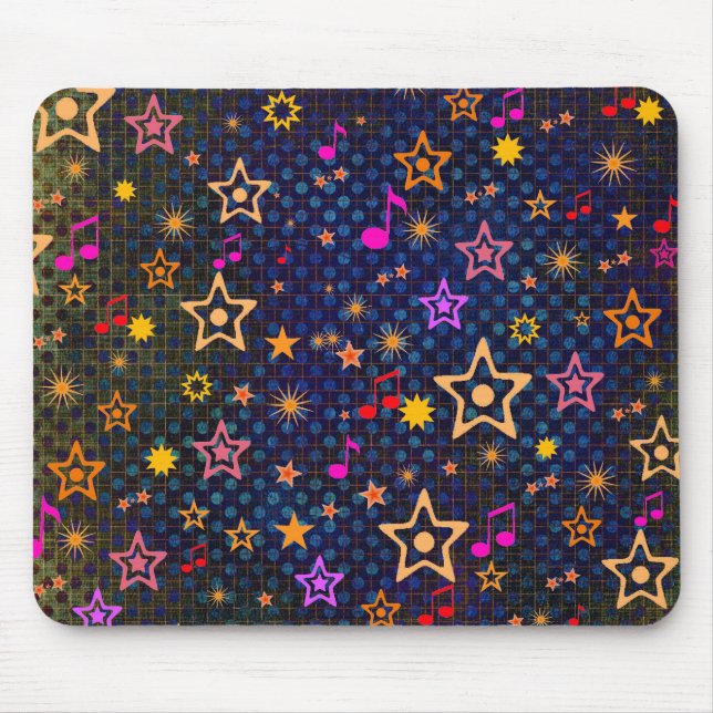 Musical Notes and Stars: Custom Mousepad (Front)