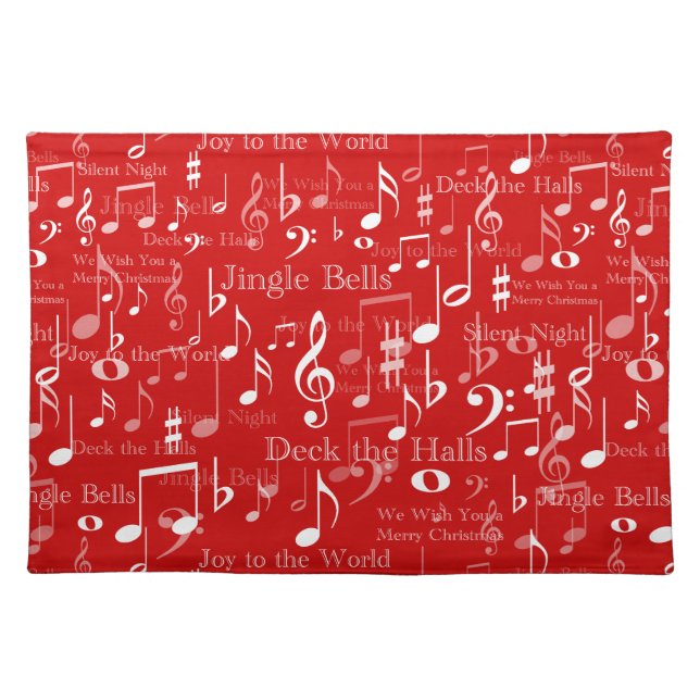 Musical Notes and Symbols, Christmas Carols Cloth Placemat (Front)
