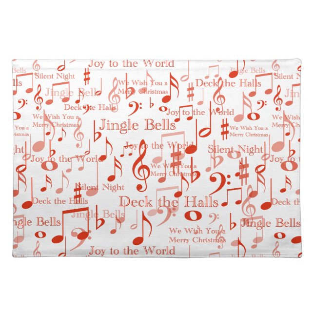 Musical Notes and Symbols, Christmas Carols Cloth Placemat (Front)