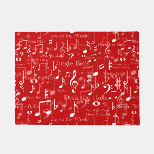 Musical Notes and Symbols Christmas Carols Doormat