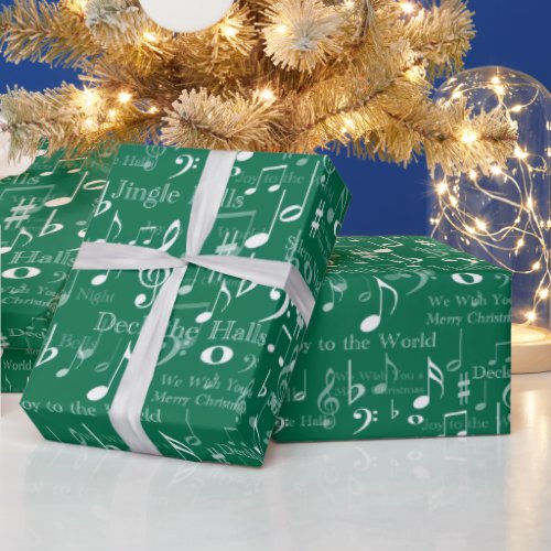 Musical Notes and Symbols Christmas Carols Wrapping Paper