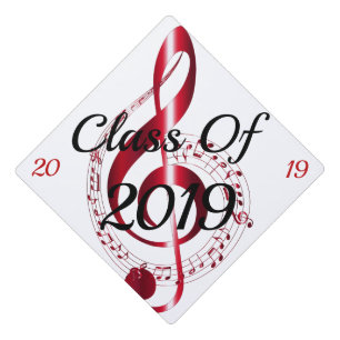 Musical Notes and Symbols, Clasas of 2019 on a Graduation Cap Topper