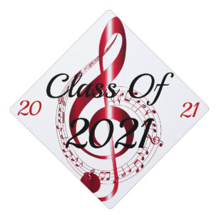 Musical Notes and Symbols, Class of 2021 on a Graduation Cap Topper