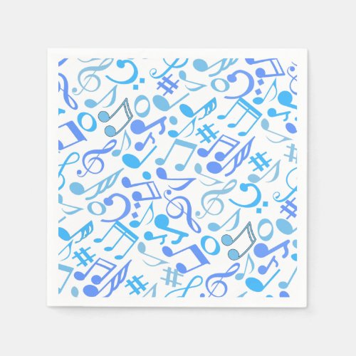 Musical Notes and symbols Pattern blueb Napkins
