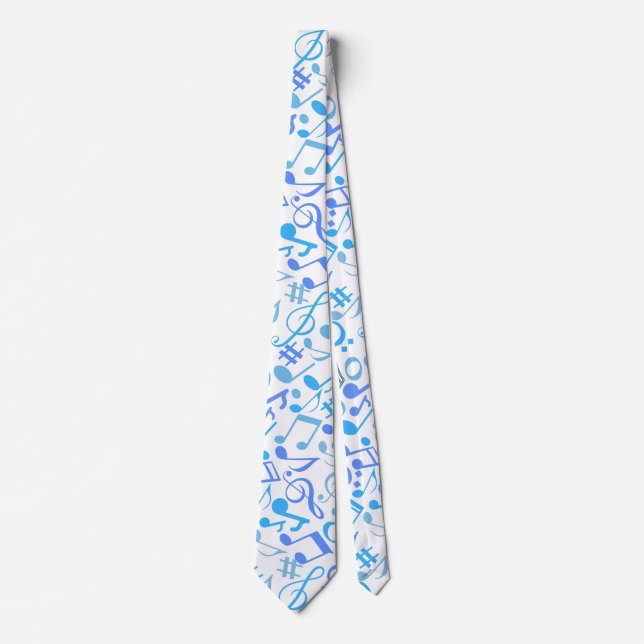 Musical Notes and symbols Pattern blue.b Neck Tie (Front)