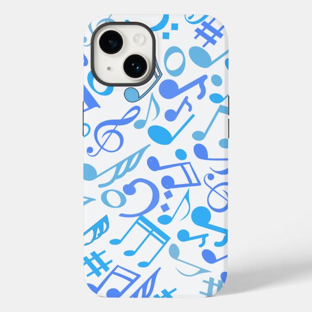 Musical Notes and symbols Pattern blue.b White Case-Mate iPhone Case (Back)