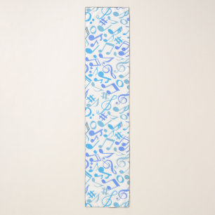 Musical Notes and symbols Pattern blue.b White Scarf