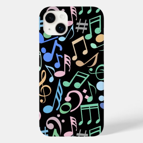 Musical Notes and symbols Pattern pastel Black BG Case_Mate iPhone 14 Plus Case