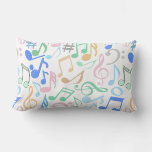 Musical Notes and symbols Pattern pastel.w Lumbar Pillow