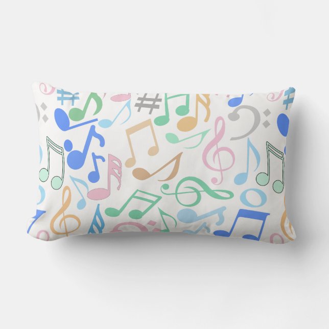 Musical Notes and symbols Pattern pastel.w Lumbar Pillow (Front)