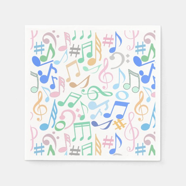 Musical Notes and symbols Pattern pastel.w Napkins (Front)