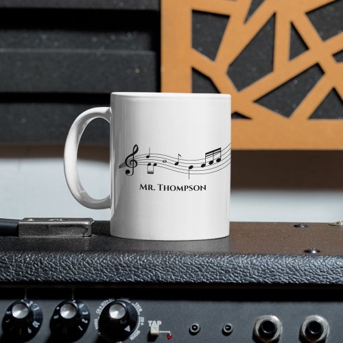 Musical Notes Band or Choir Teacher Custom Music Coffee Mug
