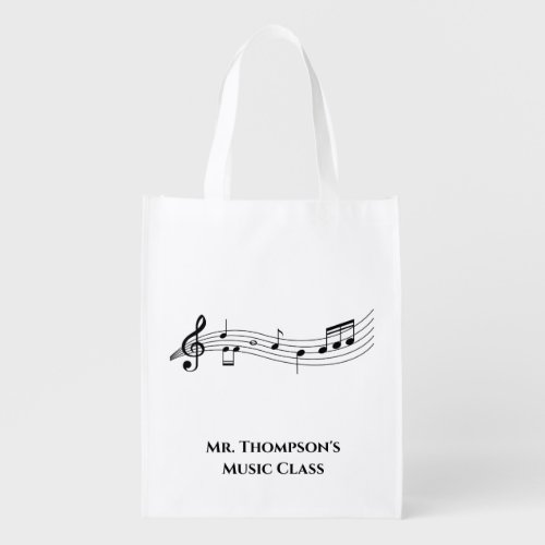 Musical Notes Band or Choir Teacher Custom Music Grocery Bag