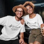 Musical Notes Band or Choir Teacher Custom Music T-Shirt<br><div class="desc">A cool custom music teacher class t-shirt featuring a musical staff with notes on a blue background. Order this personalized gift for a musician,  composer,  band or orchestra conductor,  or choir director and customize with a name or other text.</div>