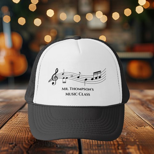 Musical Notes Band or Choir Teacher Custom Music Trucker Hat