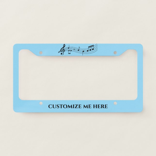 Musical Notes Band Teacher Custom Music Blue License Plate Frame (Front)