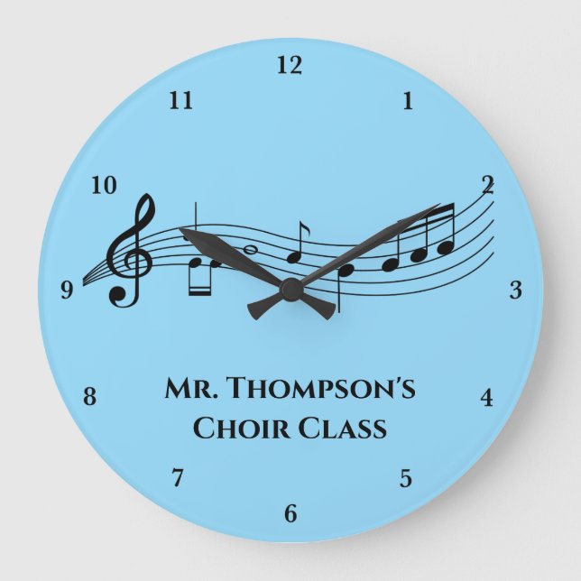 Musical Notes Band Teacher Custom Music Class Large Clock (Front)