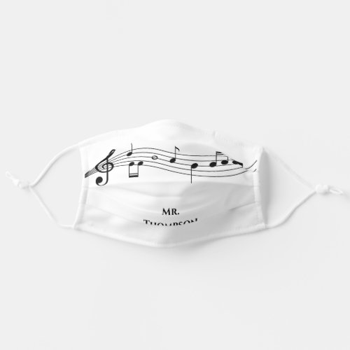 Musical Notes Band Teacher Personalized White Adult Cloth Face Mask