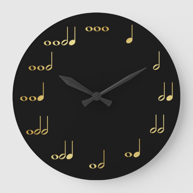 Musical Notes - Black and Gold Large Clock (Front)
