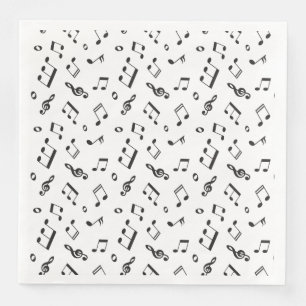 Musical Notes Black and White Paper Dinner Napkins