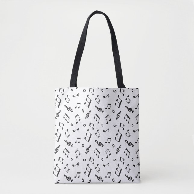 Musical Notes Black and White Tote Bag (Front)