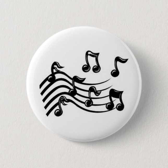 musical notes black pinback button (Front)