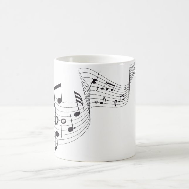 Musical Notes - Black/White 11 oz Morphing Mug (Center)