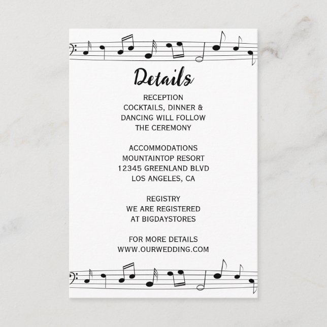 Musical Notes Black & White Monogram Wedding (Front)